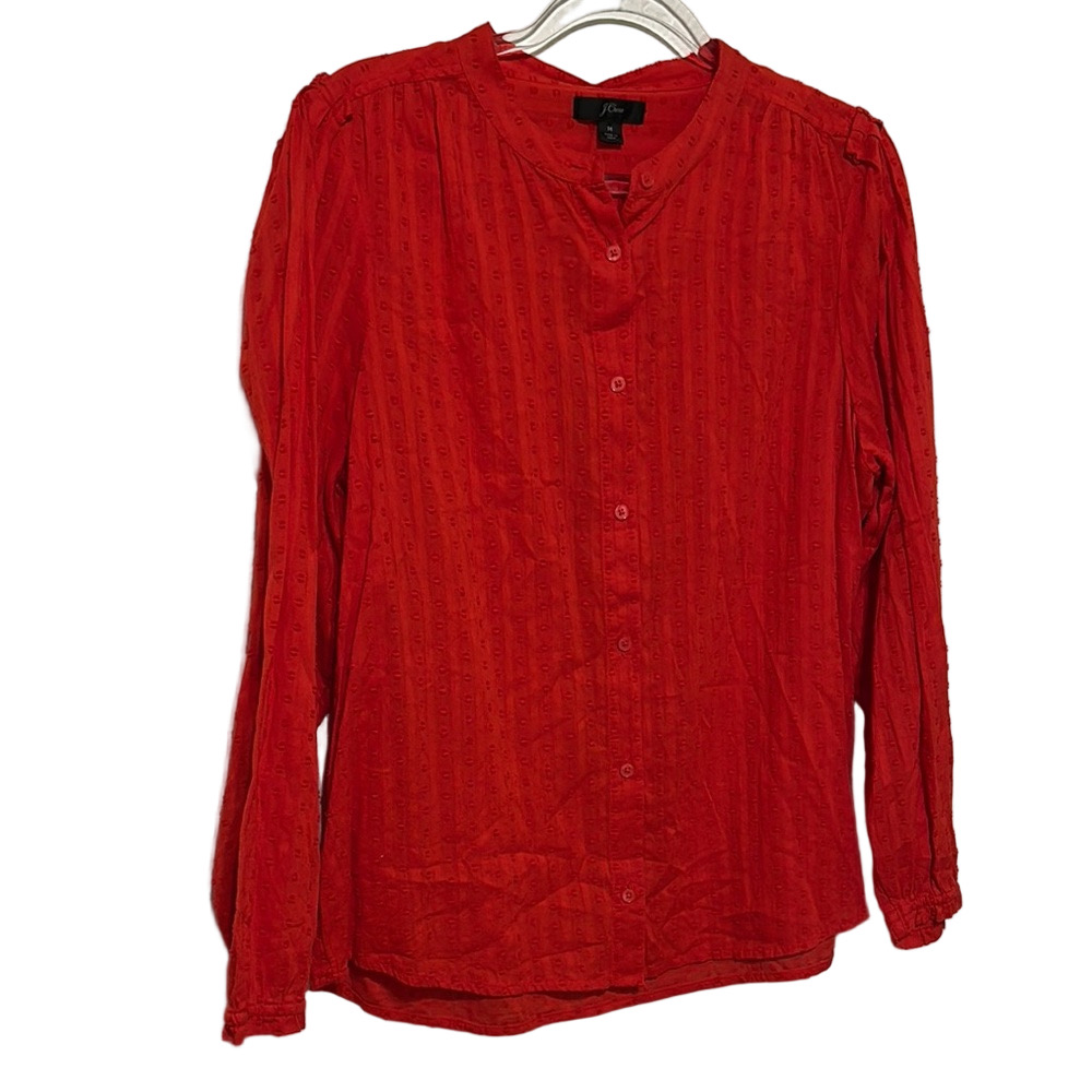 🪞J. Crew Red Blouse long sleeve  size M GUC